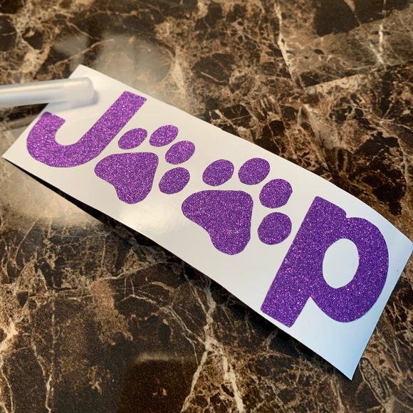 Glittery Purple Jeep Dog Paw Decal Logo Sticker - Picture 2 of 4